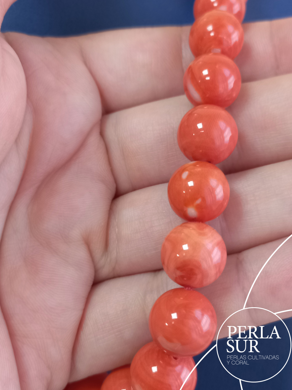 Collar bola 9-13mm coral japonés - Imagen 2