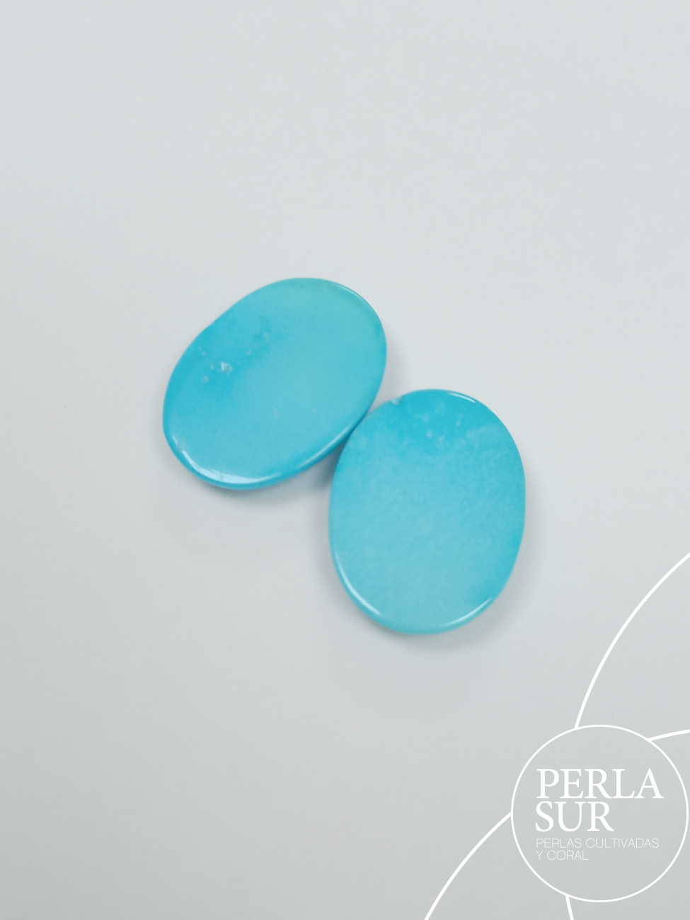 Pareja cabujones 20x15x5mm oval turquesa natural - Imagen 2