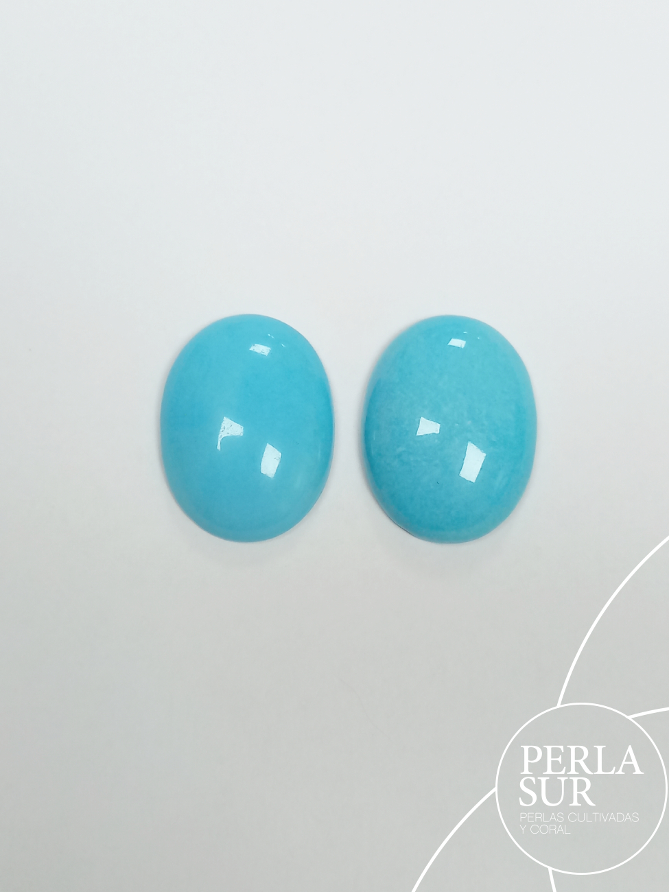 Pareja cabujones 20x15x5mm oval turquesa natural