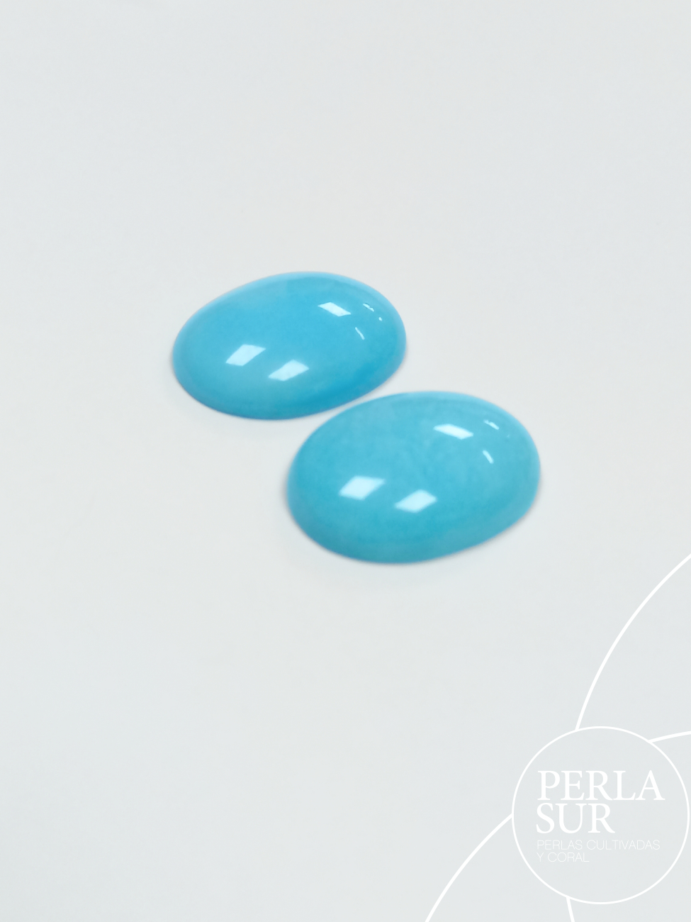 Pareja cabujones 20x15x5mm oval turquesa natural - Imagen 3