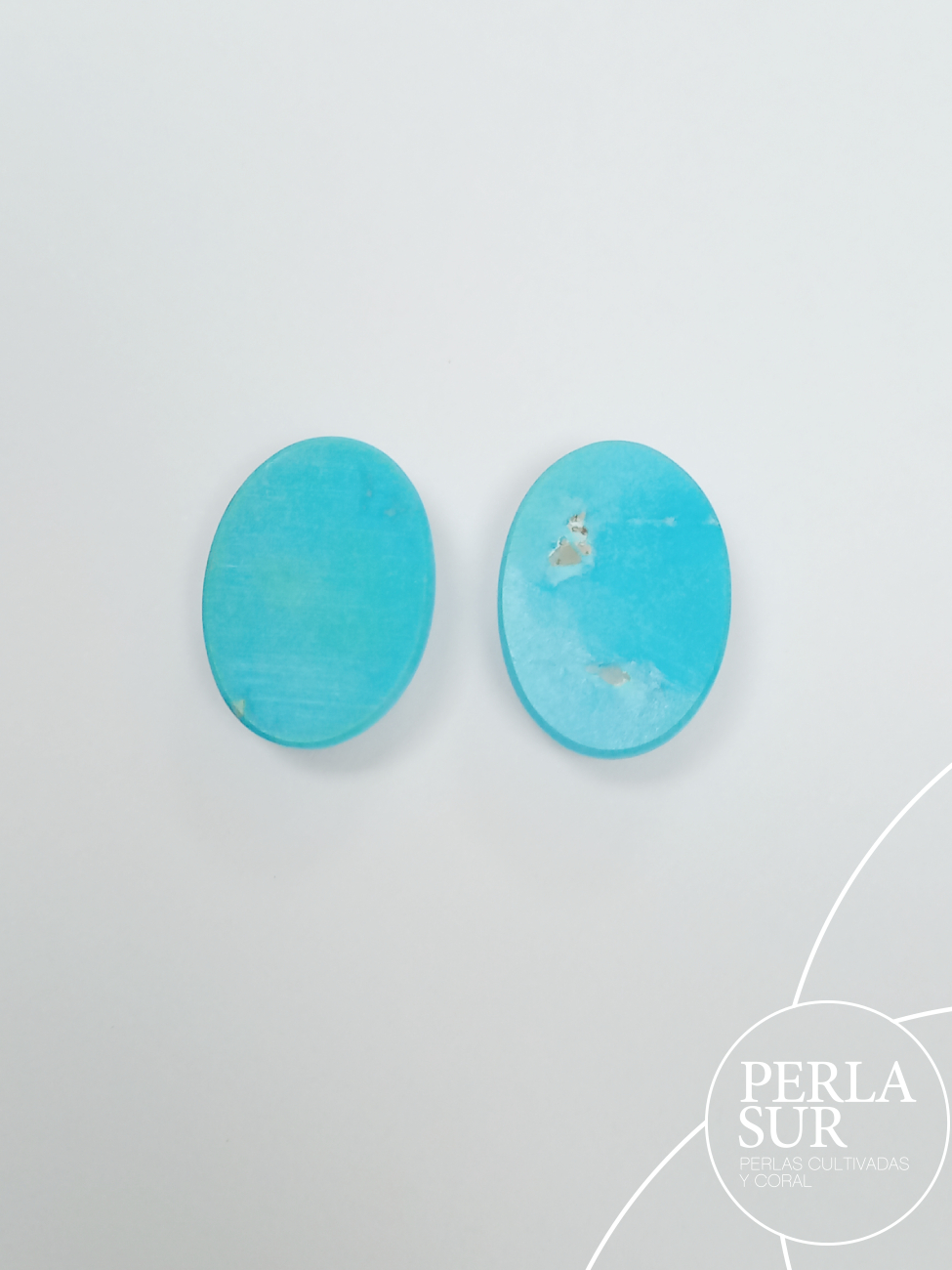 Pareja cabujones 18x13x6mm oval turquesa natural - Imagen 2