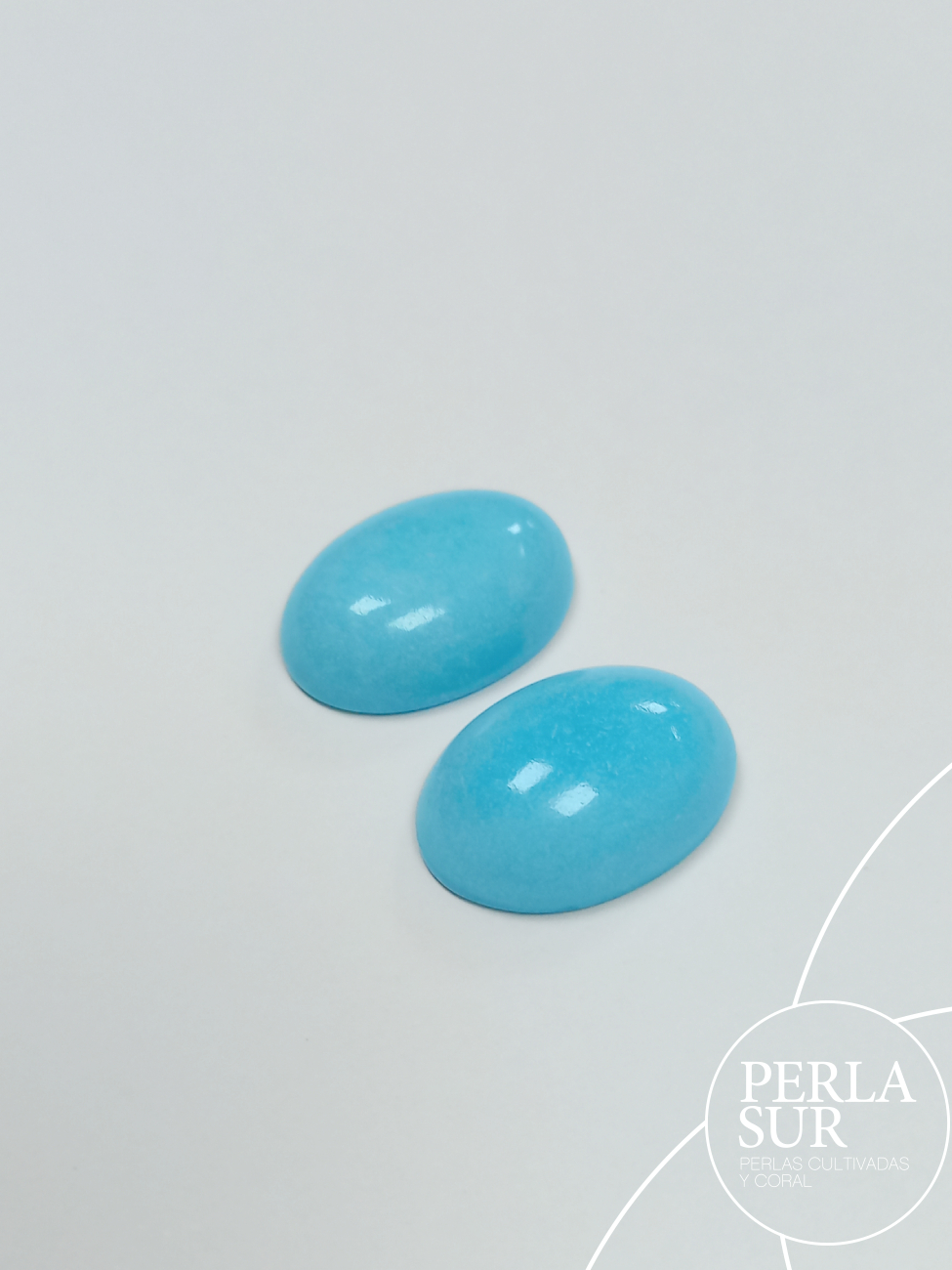 Pareja cabujones 18x13x6mm oval turquesa natural - Imagen 3