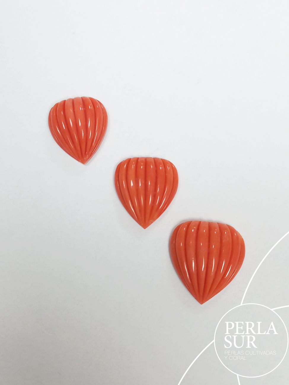 Cabujón lágrima 16x18mm 8 gallones vertical coral japonés - Imagen 3