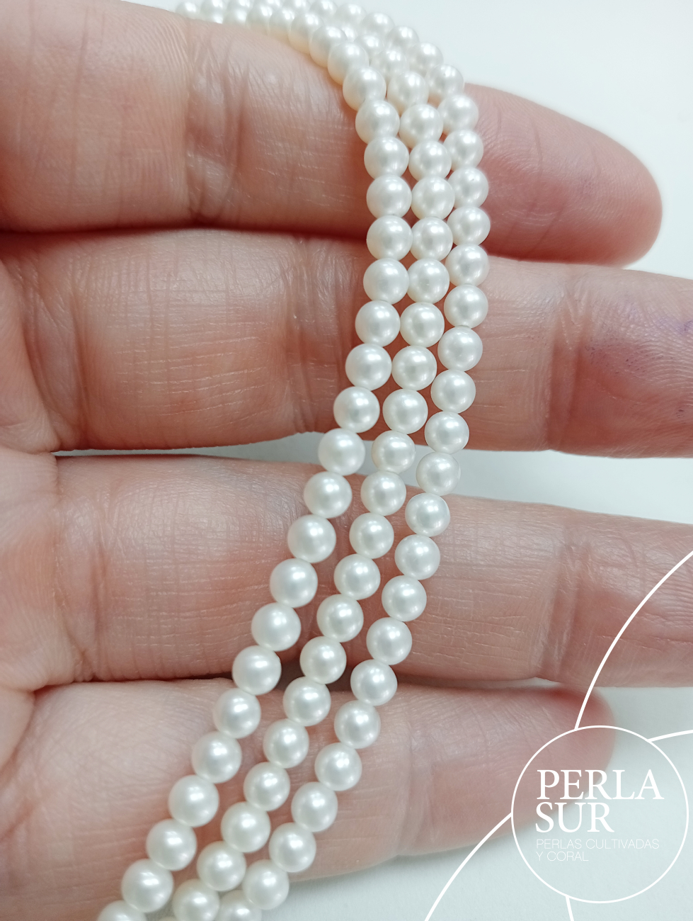 Hilo perla redonda 3-3'5mm blanca Edison