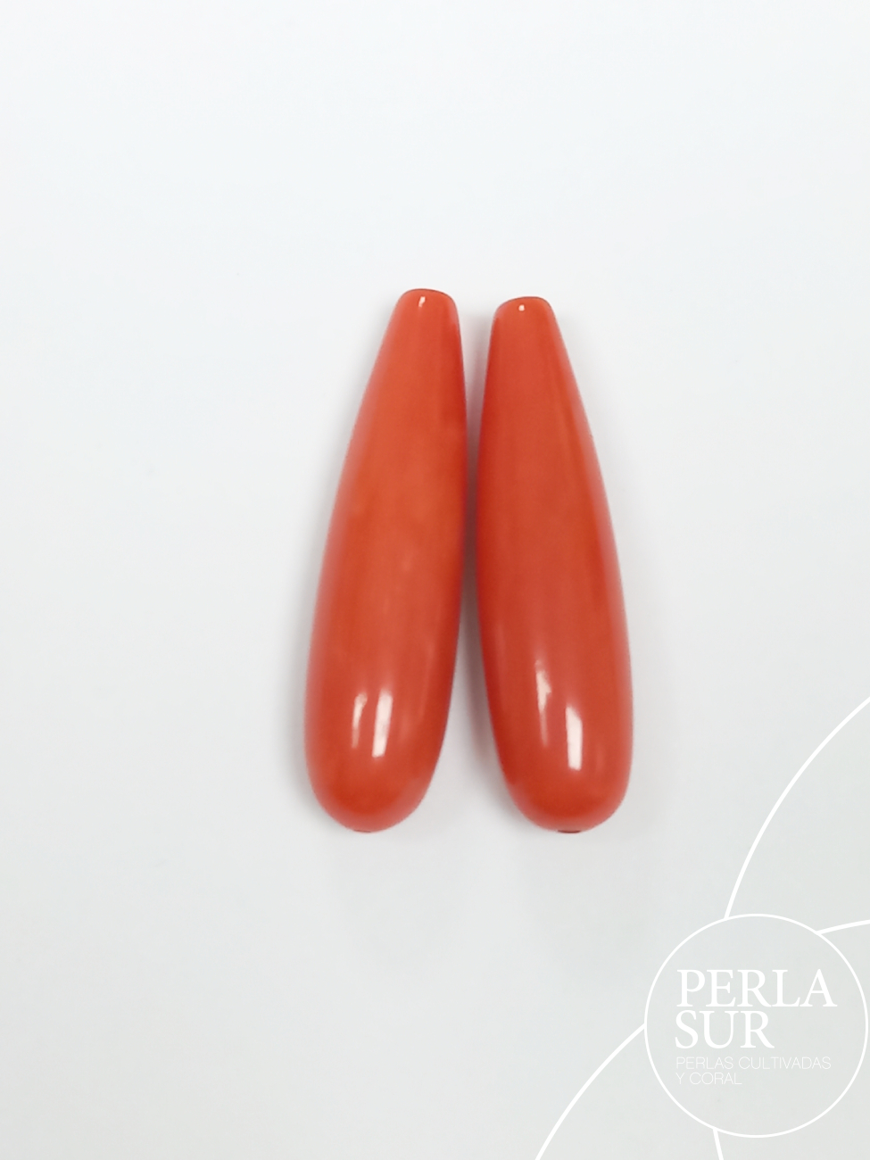 Pareja Perillas 30x8mm PASADAS Coral Mediterráneo