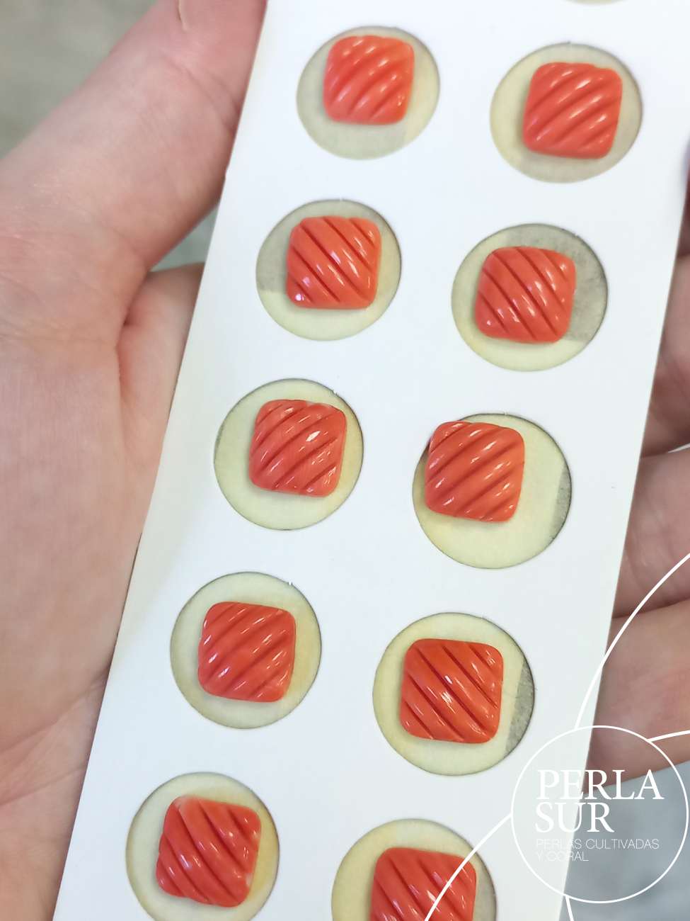 Cabujón 10mm Antik galloneado diagonal coral japonés