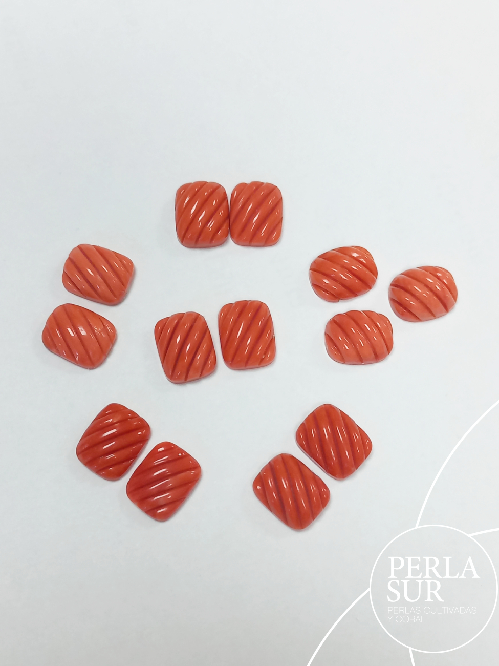 Cabujón 8x10mm Antik galloneado diagonal coral japonés - Imagen 2