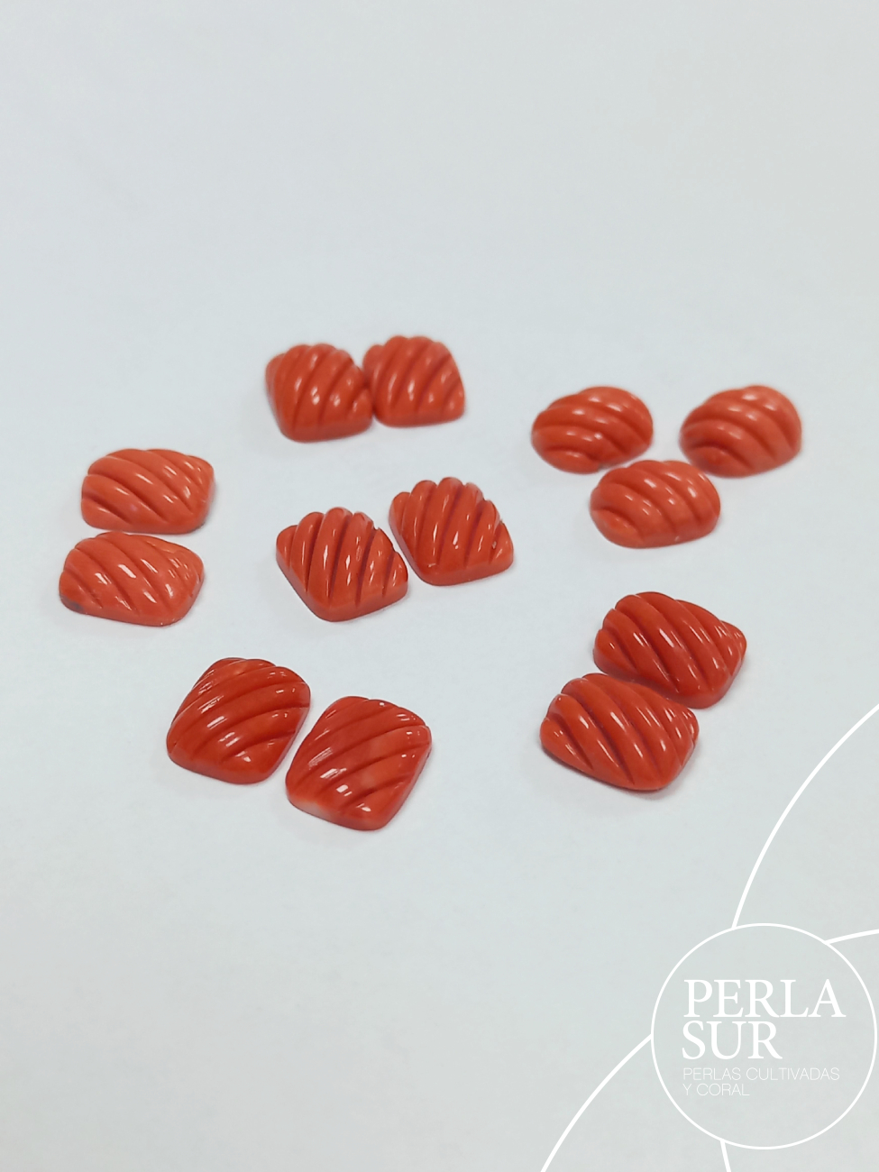 Cabujón 8x10mm Antik galloneado diagonal coral japonés