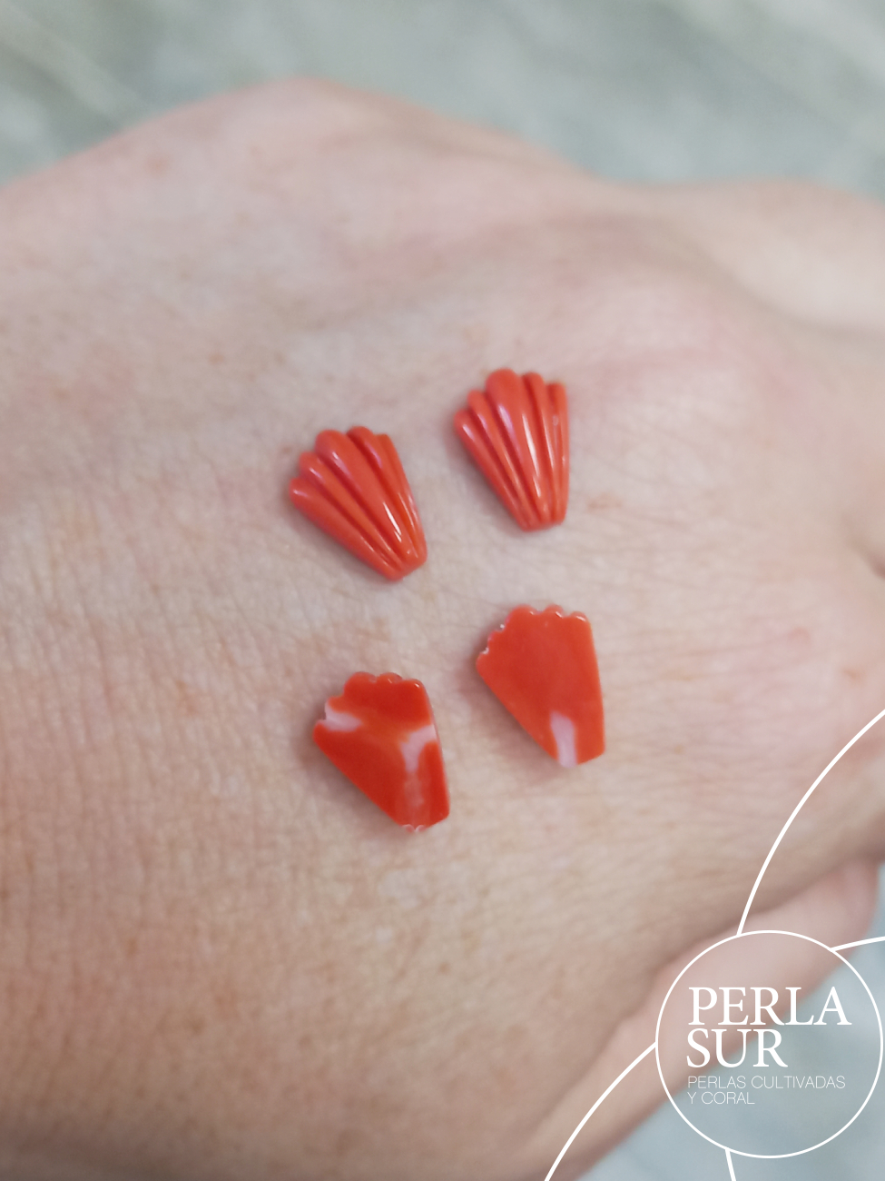 Cabujón Galloneado Madelein 11x7mm Coral Japonés - Imagen 3
