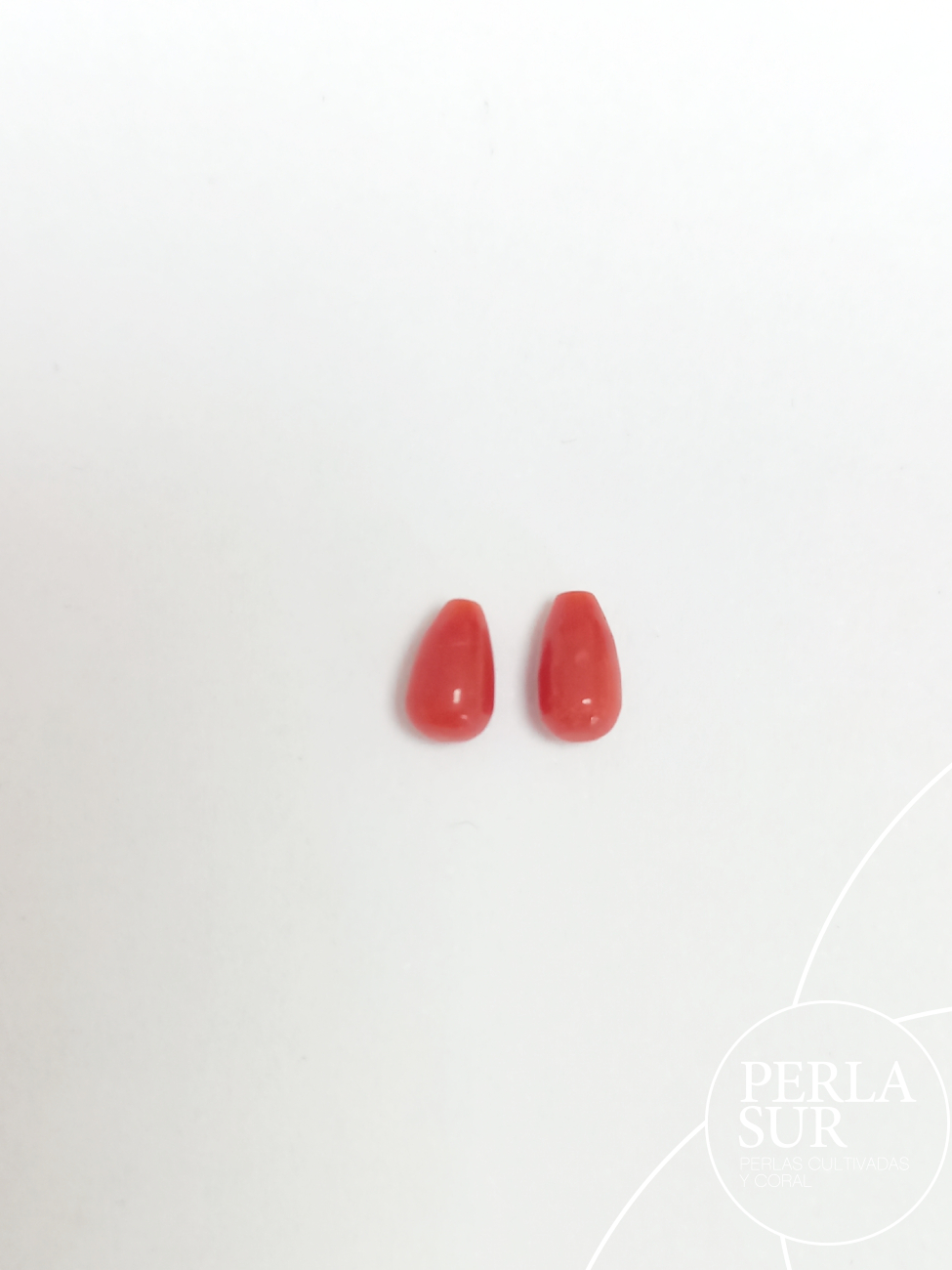 Pareja Perillas 7x4mm 1/2 taladro Coral Mediterráneo