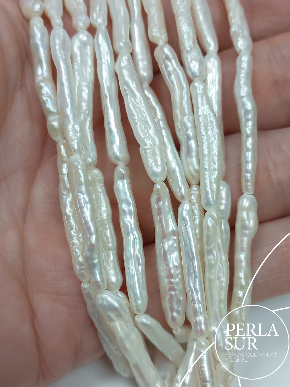 Hilo perla stick 4x30mm blanca