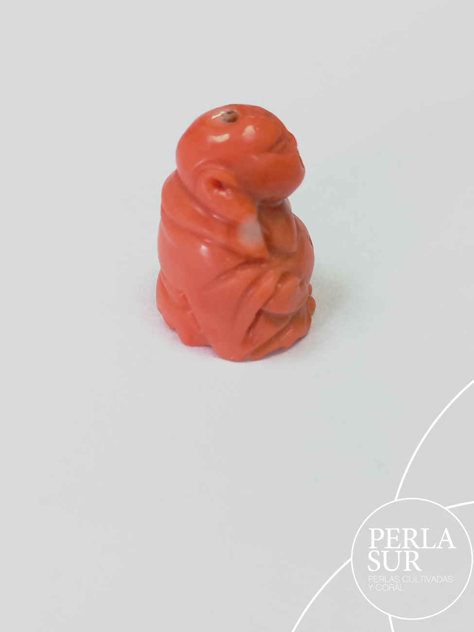 Netsuke Coral Japonés Buda 1 - Imagen 2
