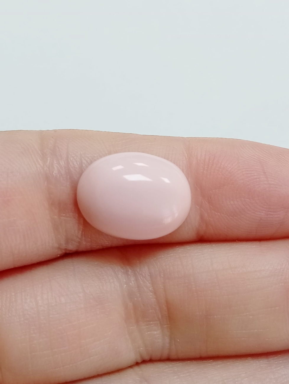 Cabujón 12x16mm oval coral sintético (piel de ángel)