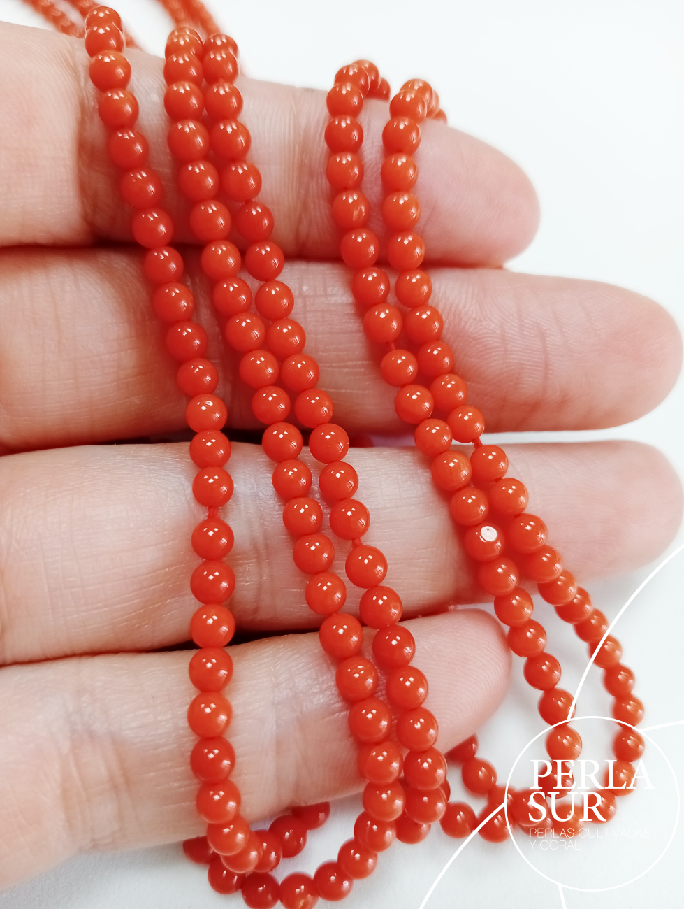 Hilo Bola 3mm coral medierráneo oscuro 40cm