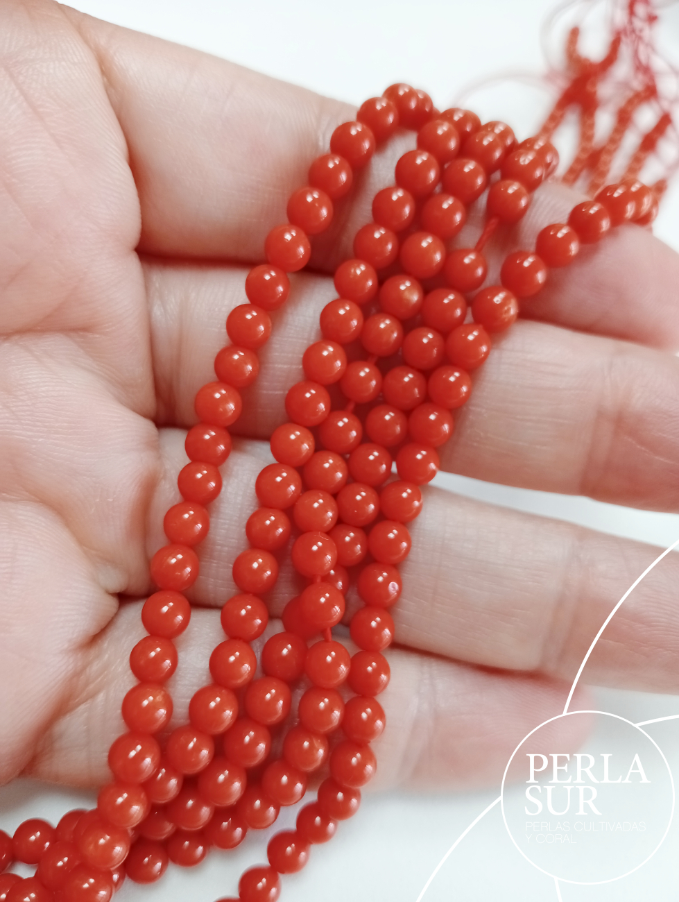 Hilo Bola 4mm coral mediterráneo oscuro 45cm